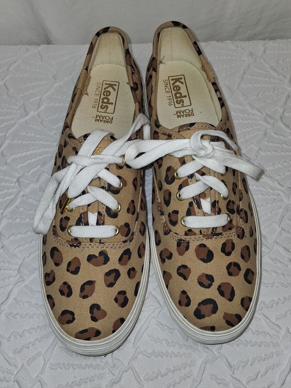 Keds Women’s Leopard Print Casual Lace-Up Sneakers - Tan Sixe 7.5 - Picture 6 of 16